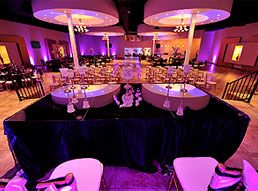 La Fontaine banquet hall with stage lighting