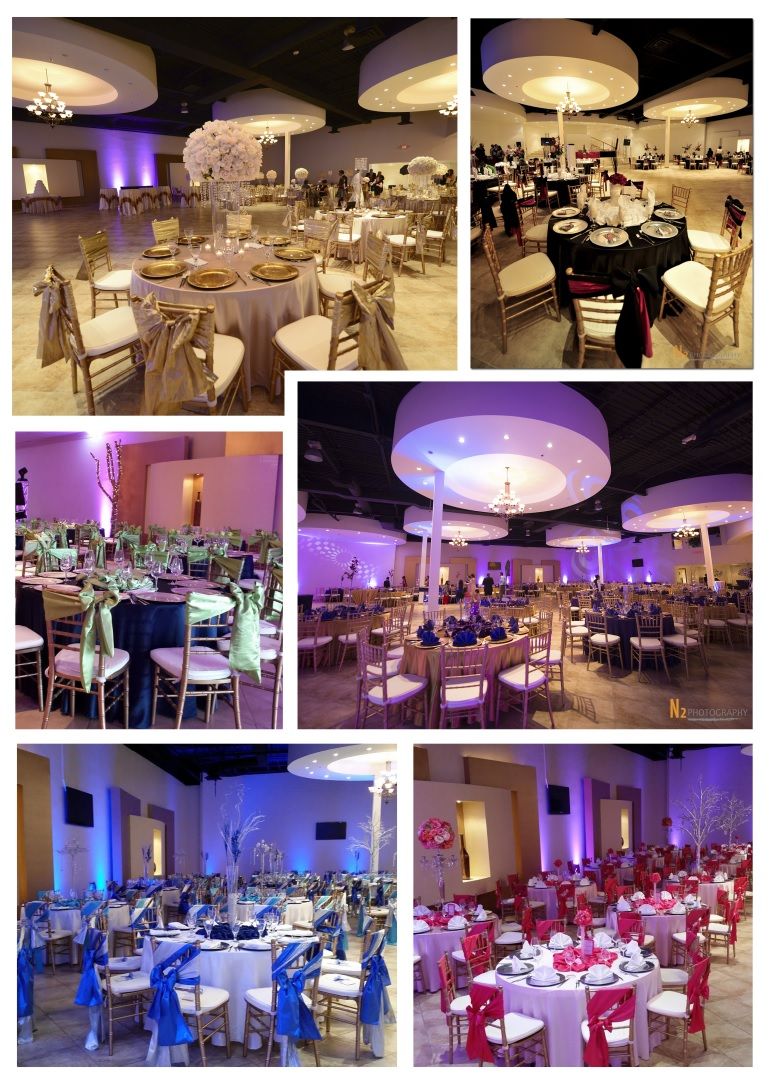 Collage of La Fontaine venue decor for April open house