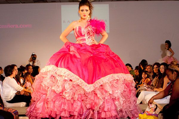 Quinceañera in a pink ball gown