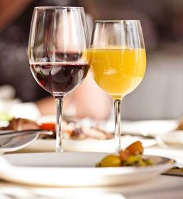 Dinner served with wine